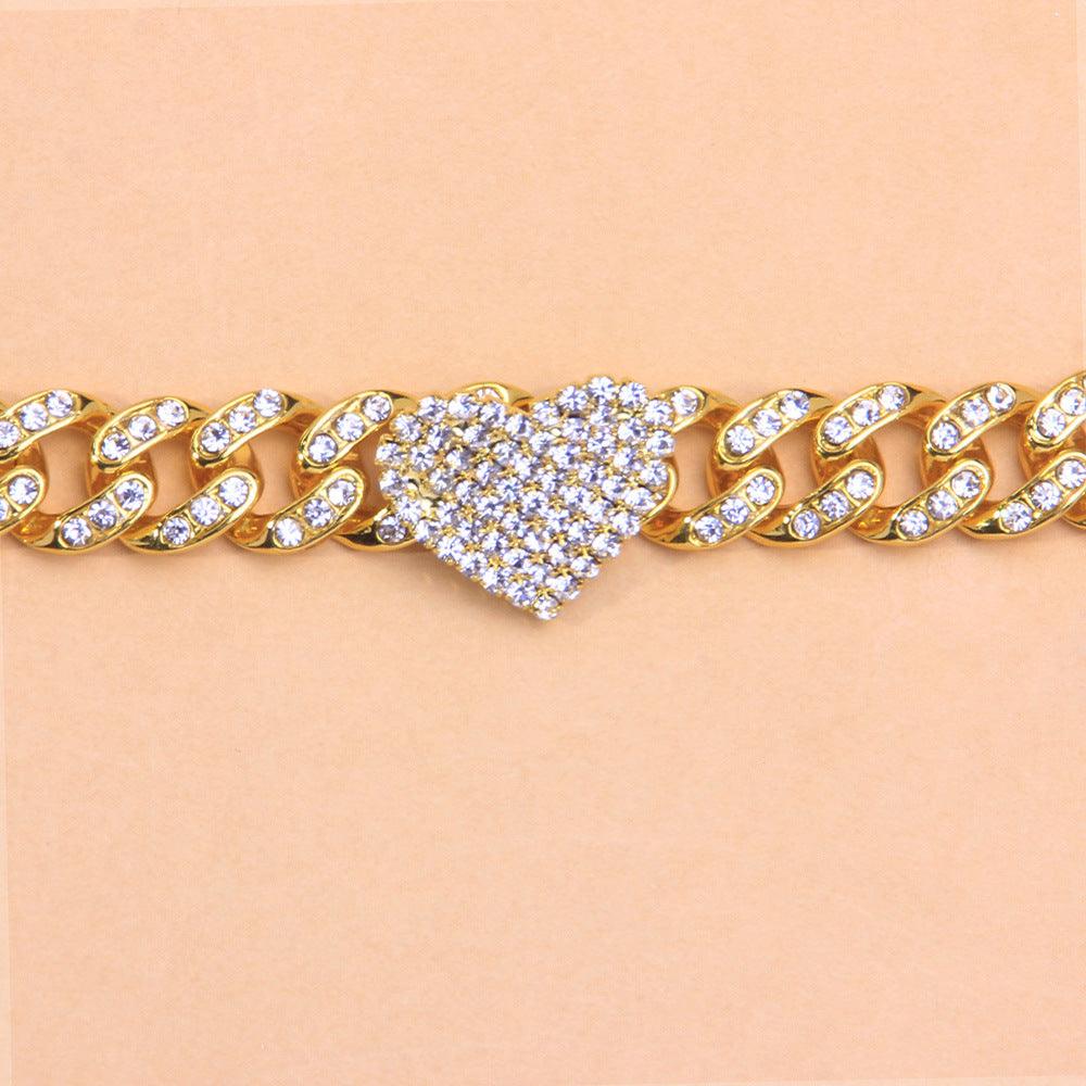 Diamond Heart Shaped Cuban Anklet | Party Wear