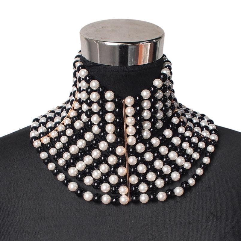 Sexy Multi-Layered Pearl Short Necklace