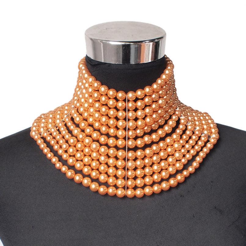 Sexy Multi-Layered Pearl Short Necklace