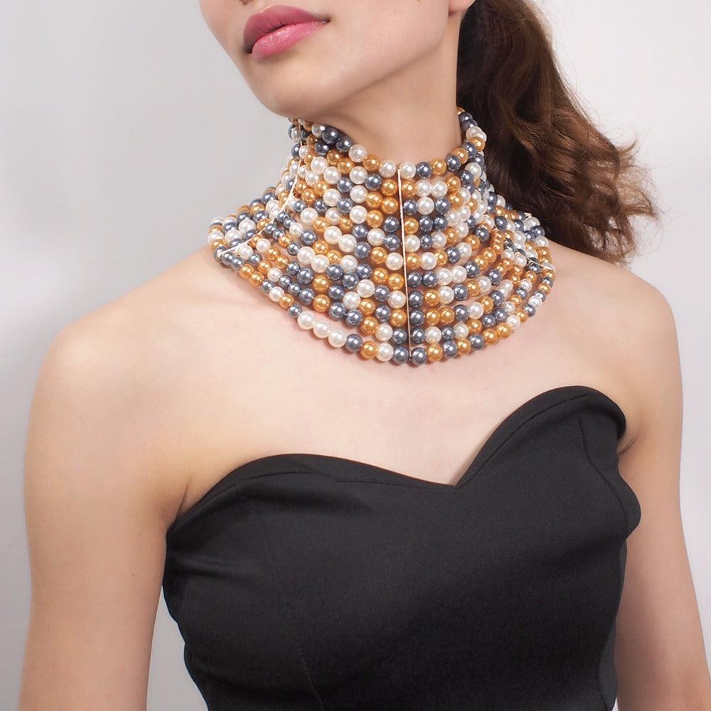Sexy Multi-Layered Pearl Short Necklace