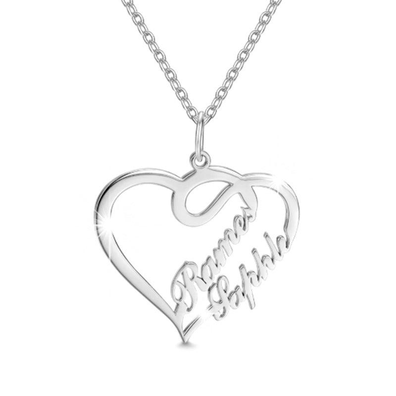 Double Heart Necklace | Daily Wear Silver