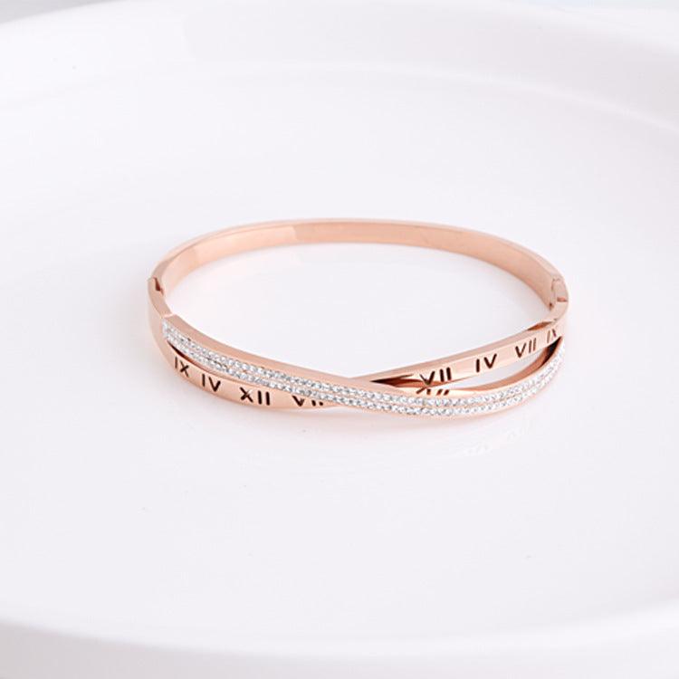 Unique Roman Numbers Diamond Bracelet | Fashion Wear Rose Gold