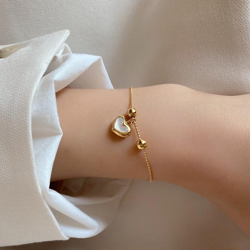 Shell Peach Heart Love Bracelet & Necklace | Daily Wear Bracelet