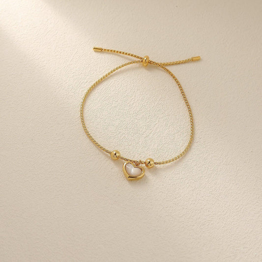 Shell Peach Heart Love Bracelet & Necklace | Daily Wear