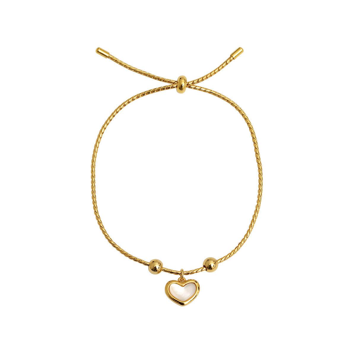 Shell Peach Heart Love Bracelet & Necklace | Daily Wear
