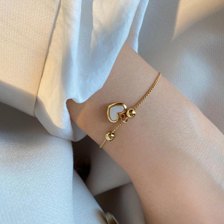 Shell Peach Heart Love Bracelet & Necklace | Daily Wear