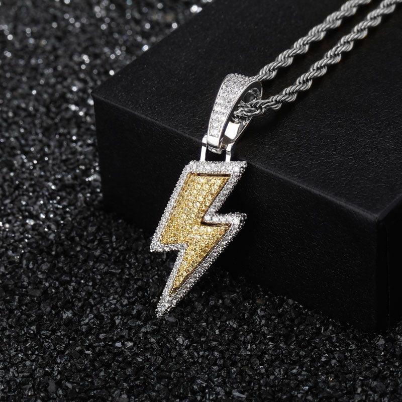 Lightning Hip Hop Pendant & Necklace 2025 Gold & Silver