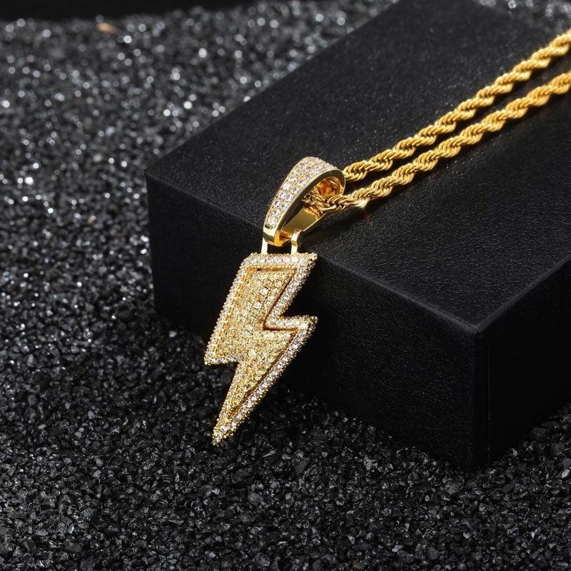 Lightning Hip Hop Pendant & Necklace 2025 Gold