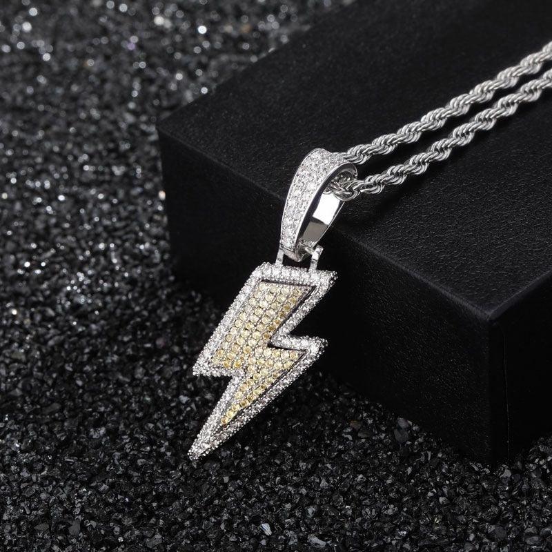 Lightning Hip Hop Pendant & Necklace 2025 Sliver