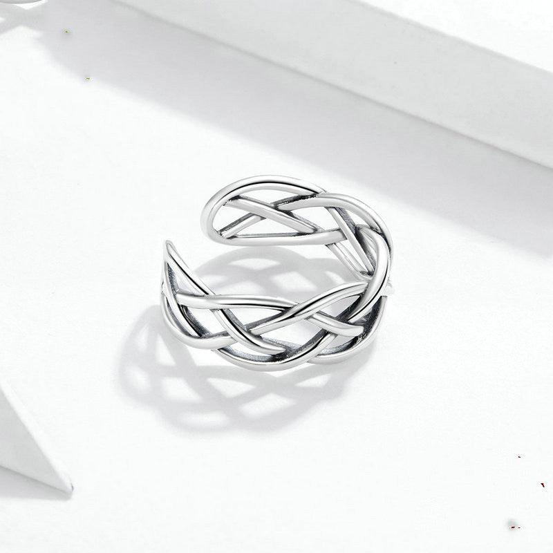Bamoer Sterling Silver Woven Texture Ring