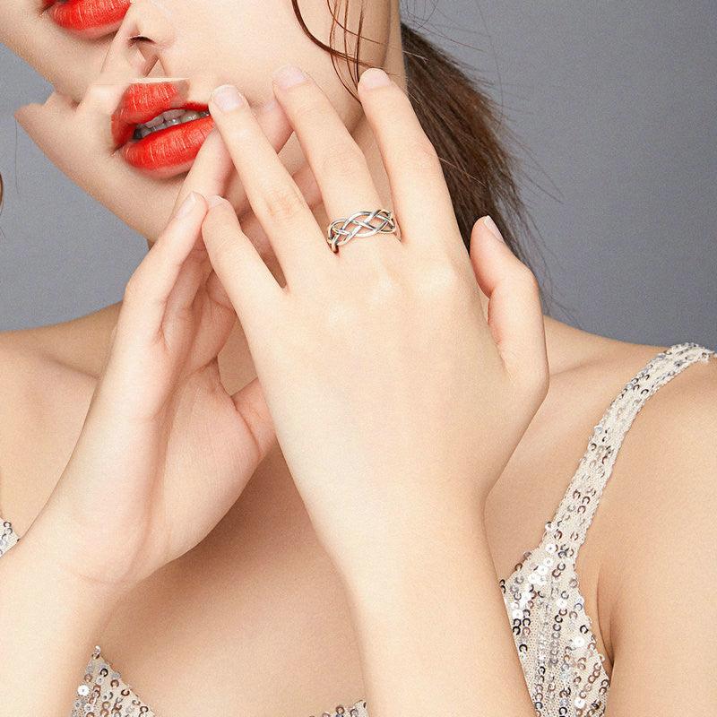 Bamoer Sterling Silver Woven Texture Ring