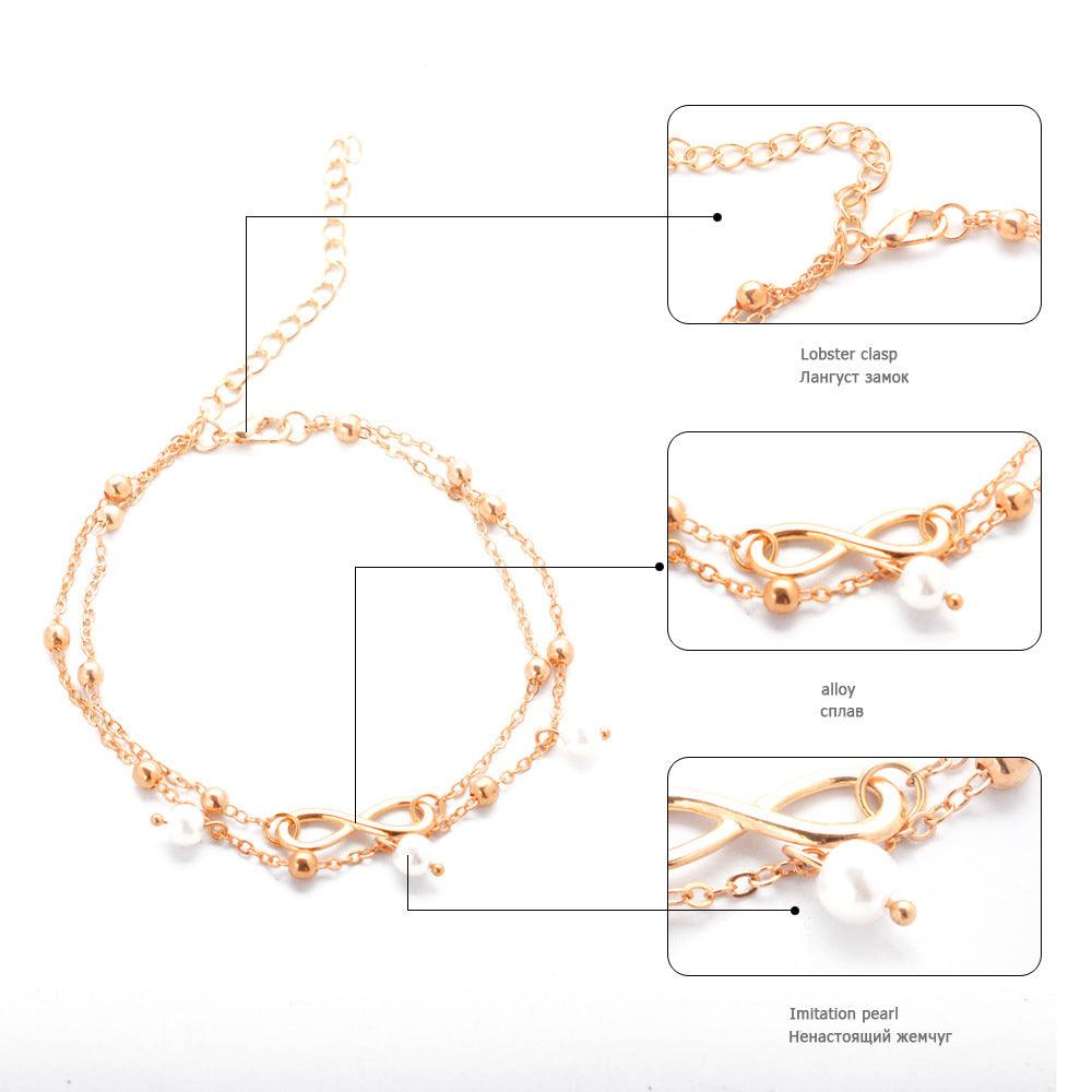 Double-layer Pearls Anklets | Beach Wear