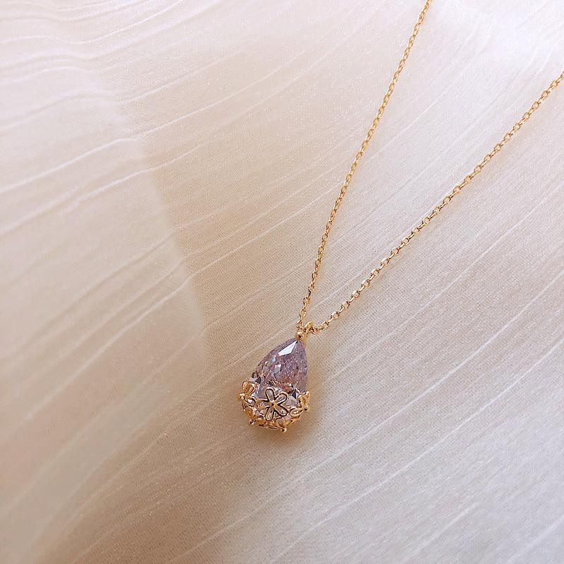Crystal Water Drop Necklace - Women's Fine Jewelry Necklace