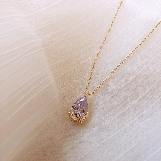 Crystal Water Drop Necklace - Women's Fine Jewelry Necklace