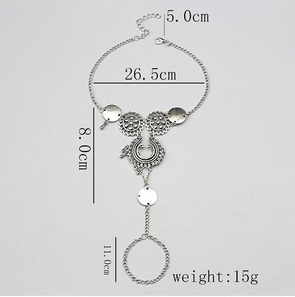 Bohemian Antique Silver Hollow Flower Chain Anklets | Beach Wear