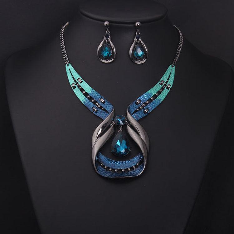 Retro Elegant Jewelry Set Bule