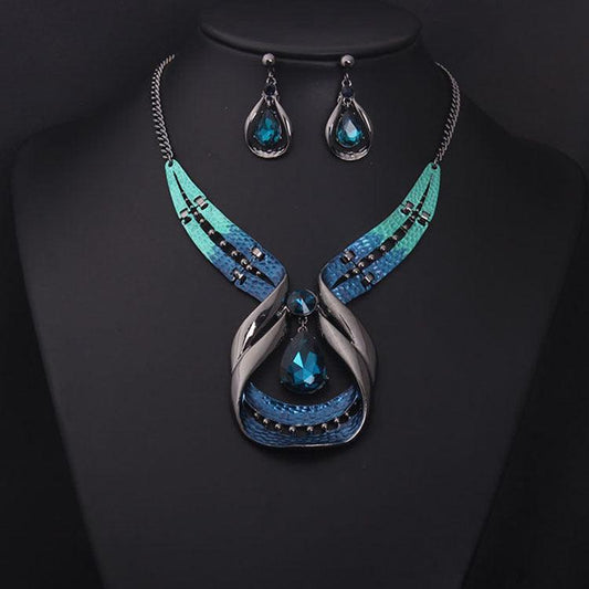 Retro Elegant Jewelry Set Bule