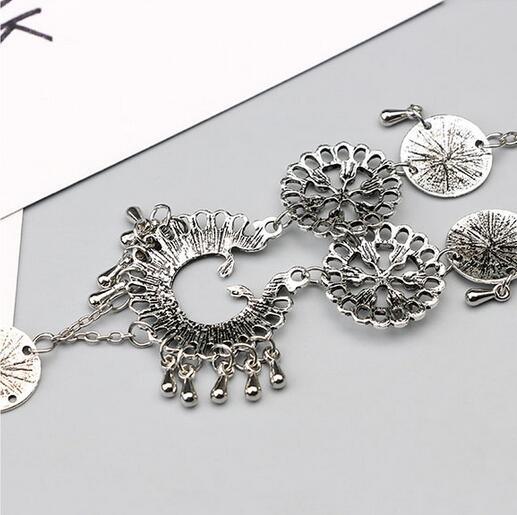 Bohemian Antique Silver Hollow Flower Chain Anklets | Beach Wear