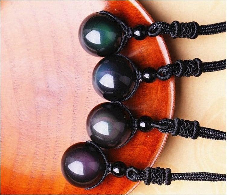 Natural Obsidian Pendant Good Luck Necklace