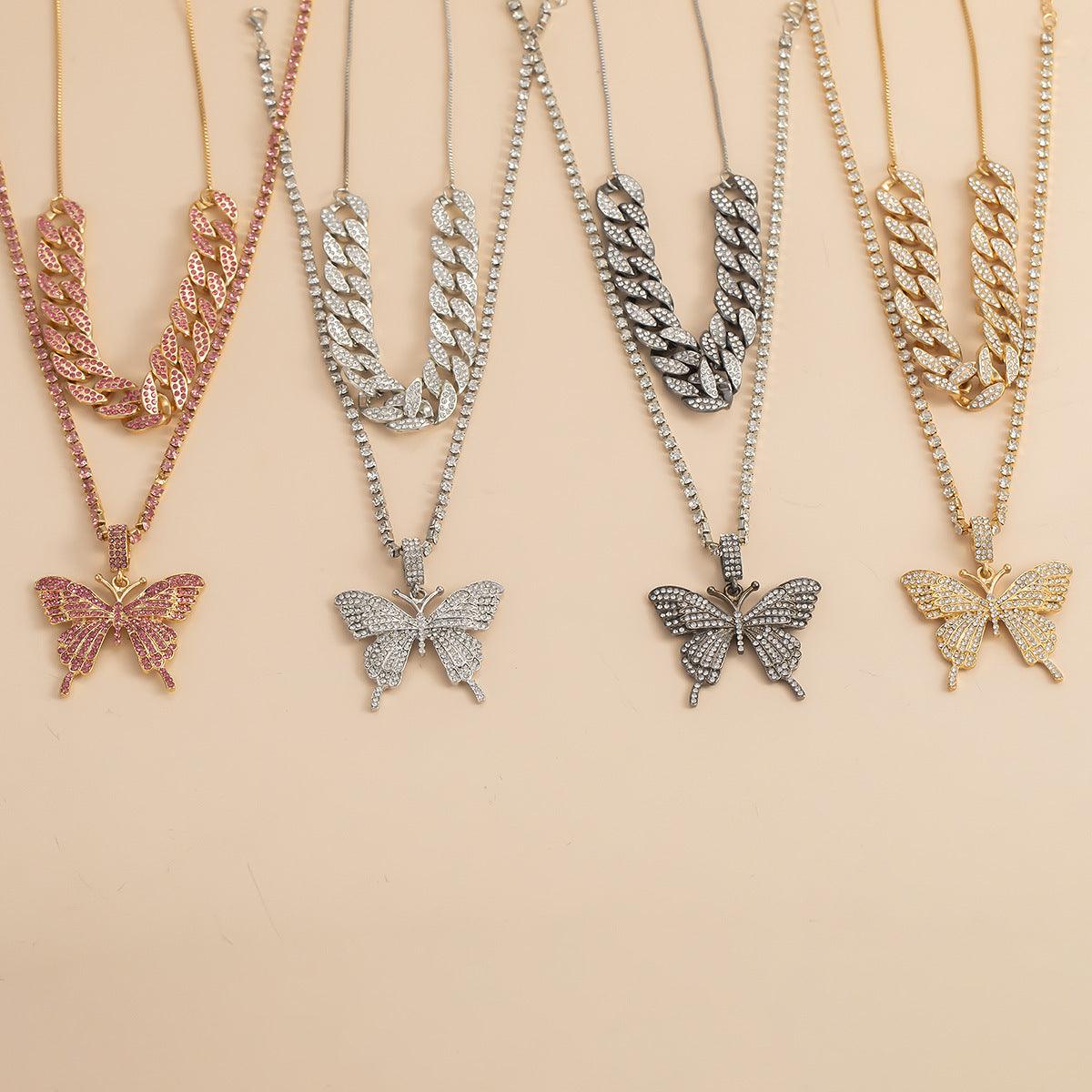 Diamond Butterfly Pendant Necklace | Fashion Jewelry