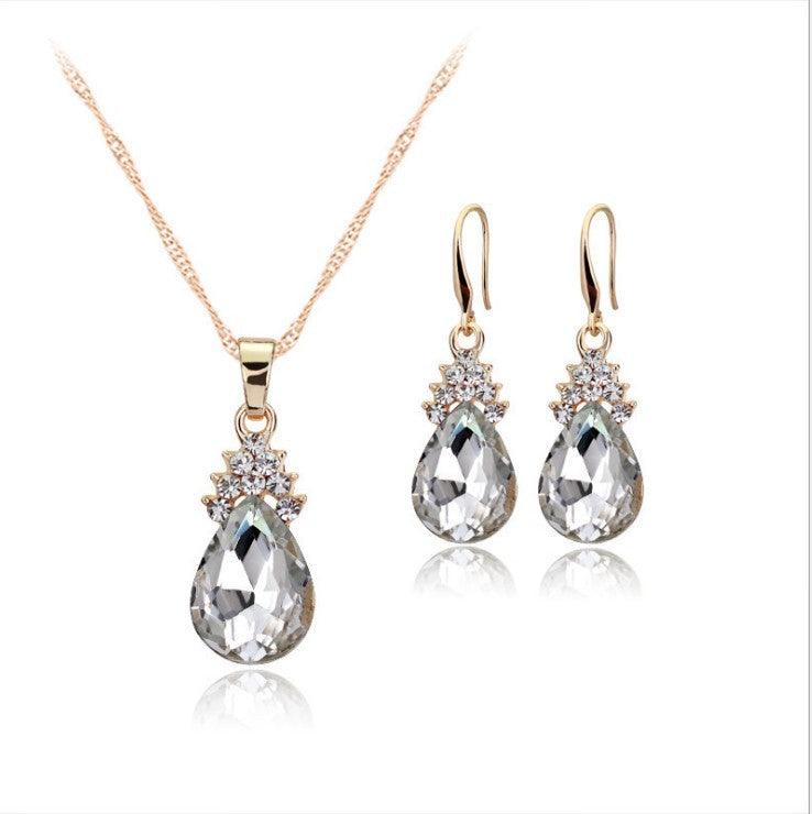 Diamond Crystal Necklace Earrings Set | Daily Wear A