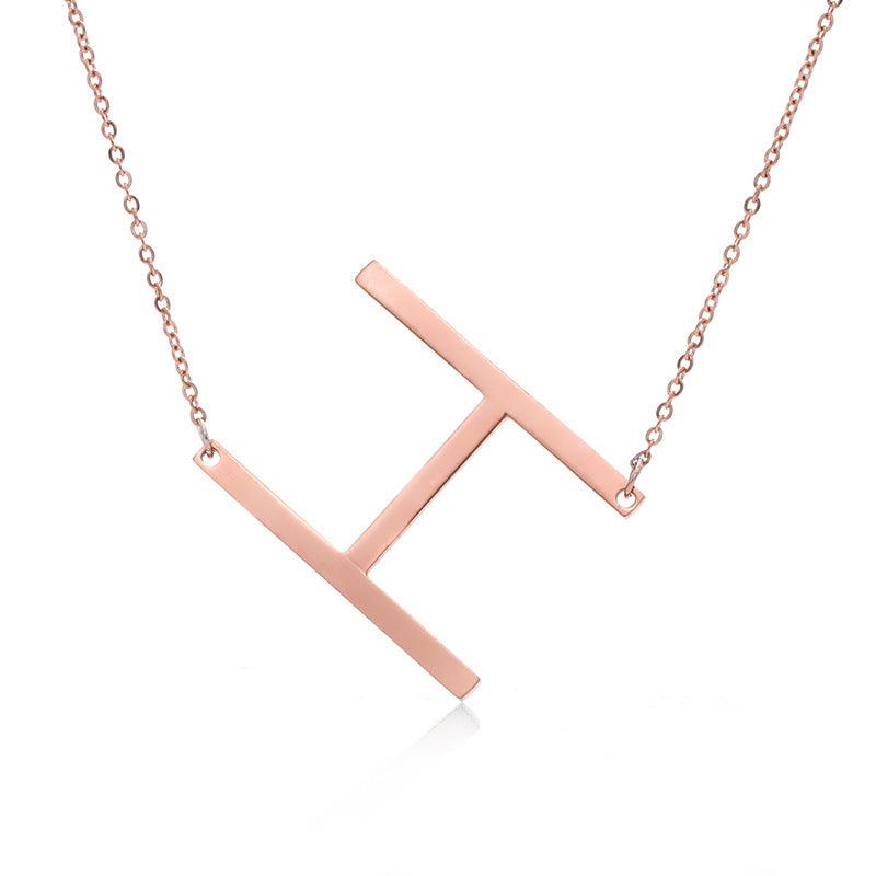 Initial Letter Pendant & Necklace | Gold Plated Rose Gold H