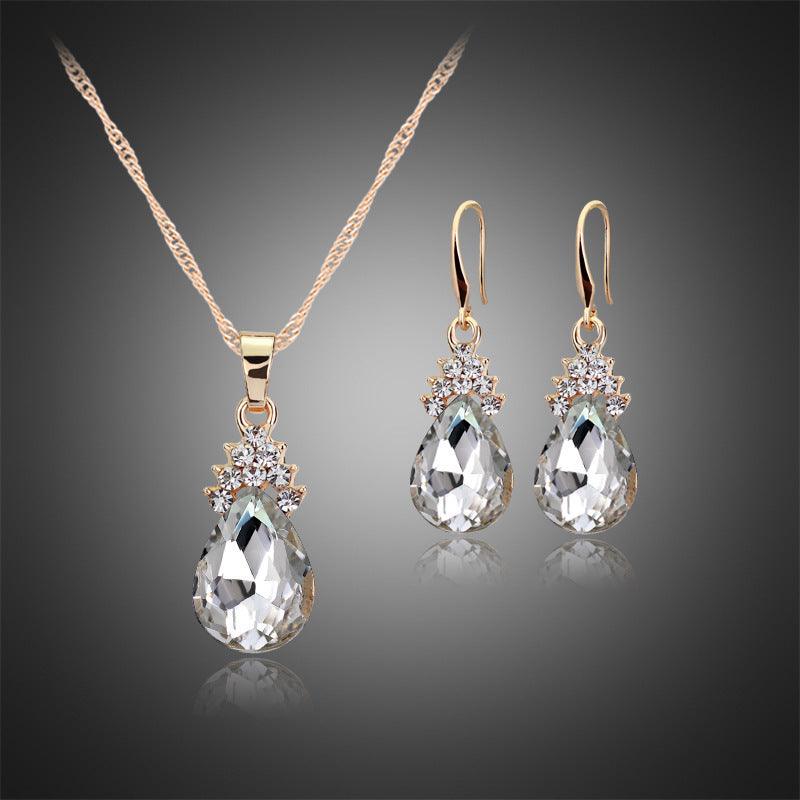 Diamond Crystal Necklace Earrings Set | Daily Wear