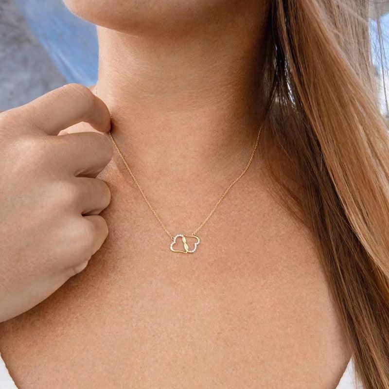 Double Heart Love Necklace With Rhinestones | Fashion Wear