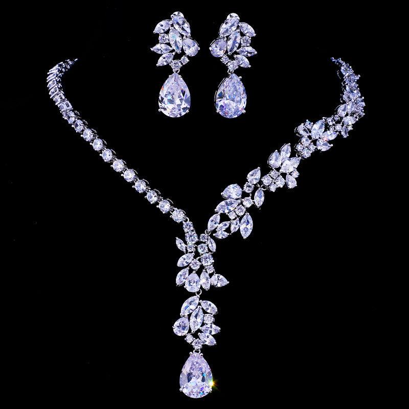 Water Drop Zircon Bridal Suit | Wedding Collection White