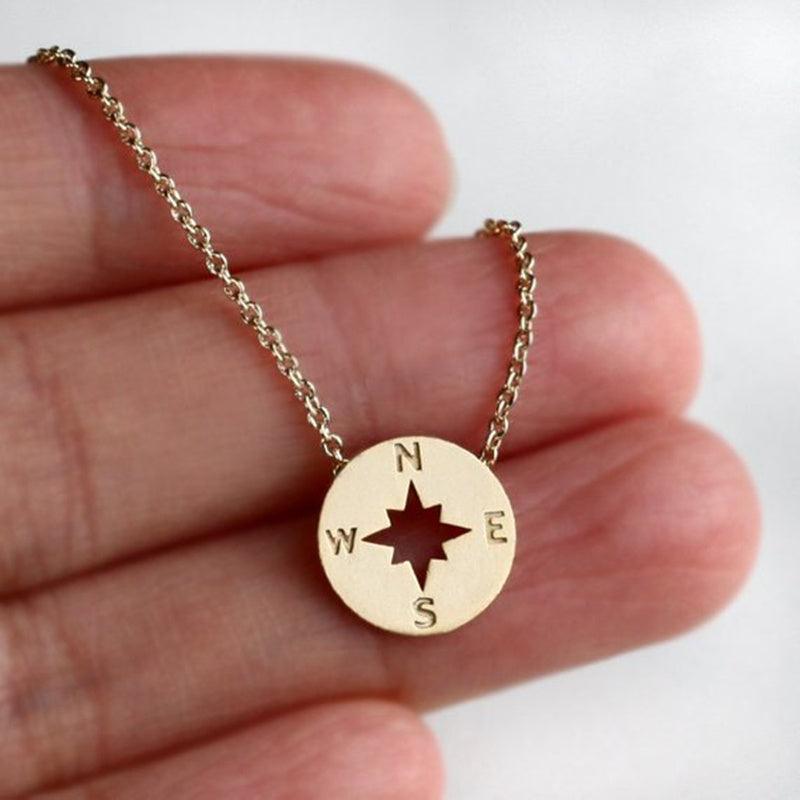Round Disc Compass Necklace | Fashion Wear Gold