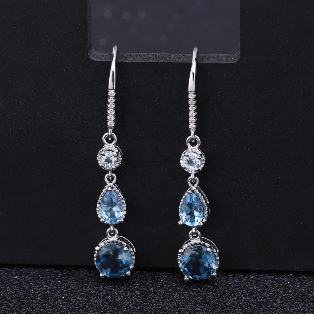 Elegant Natural Gems 925 Silver Earrings