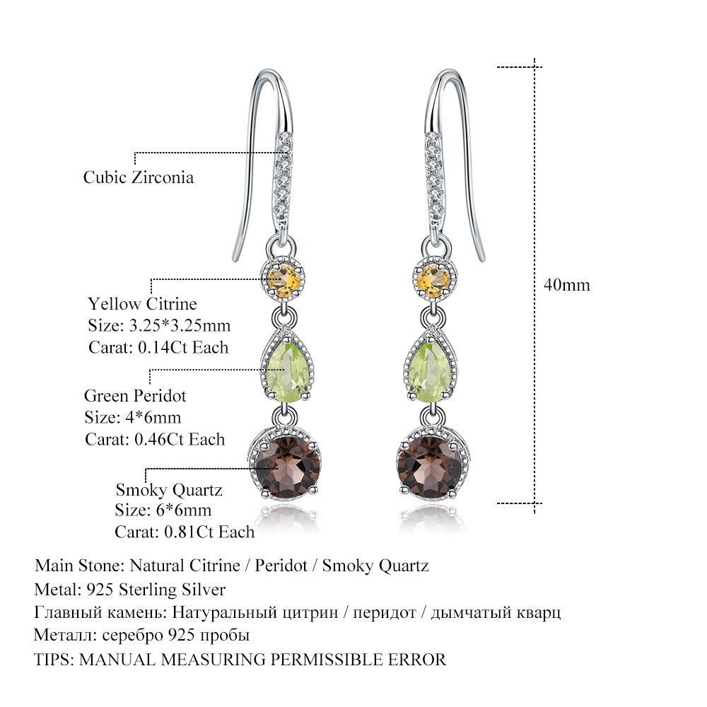 Elegant Natural Gems 925 Silver Earrings