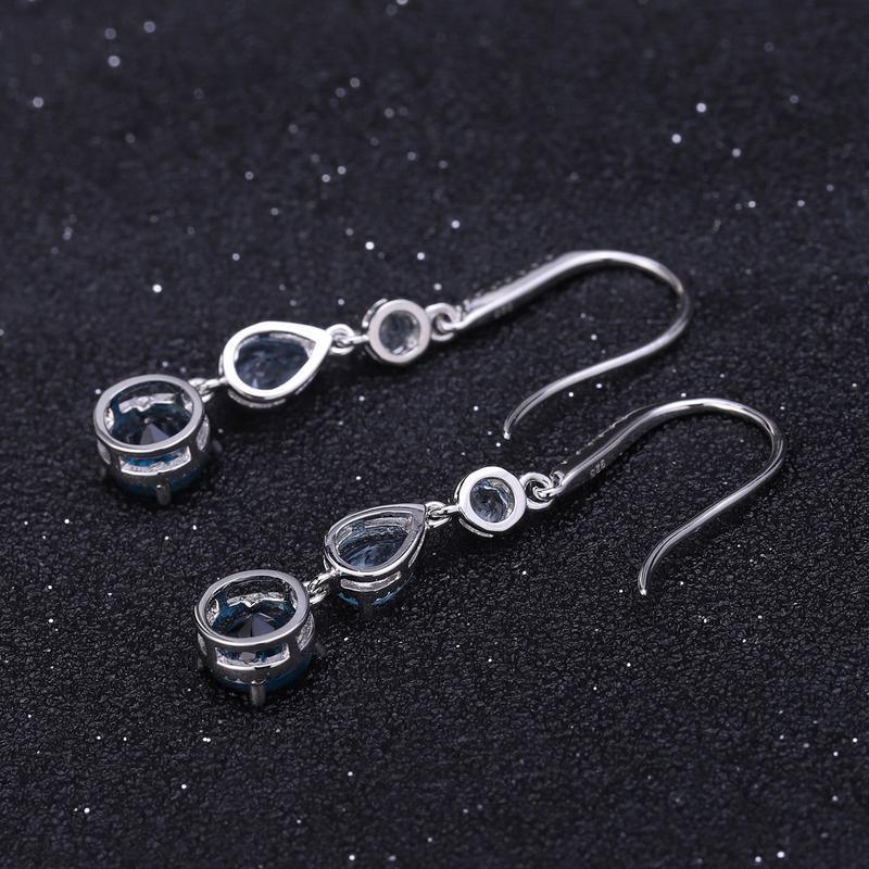 Elegant Natural Gems 925 Silver Earrings