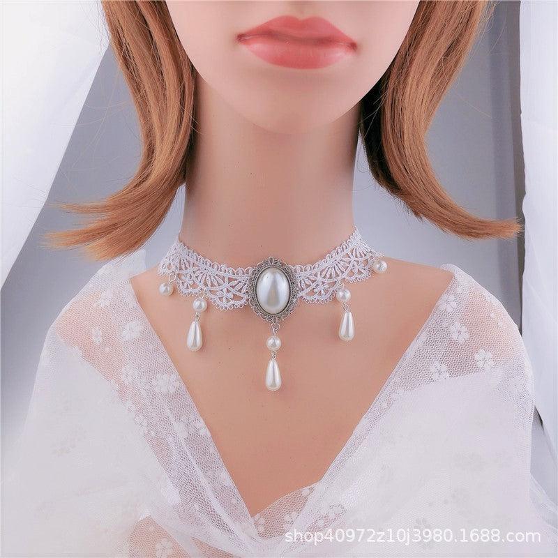 Multi-Layer Crystal Lace Necklace - Party Wear