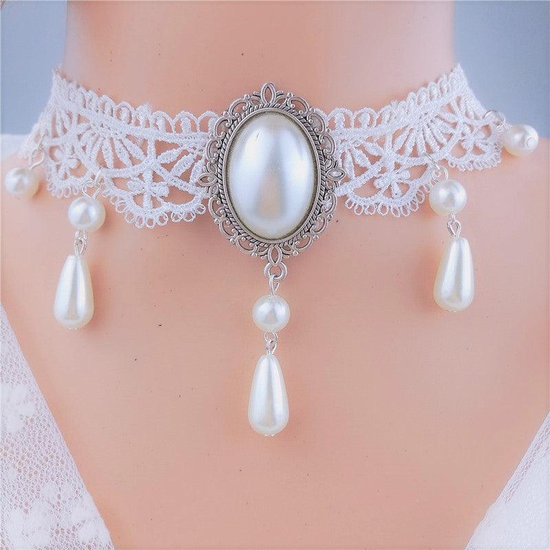 Multi-Layer Crystal Lace Necklace - Party Wear