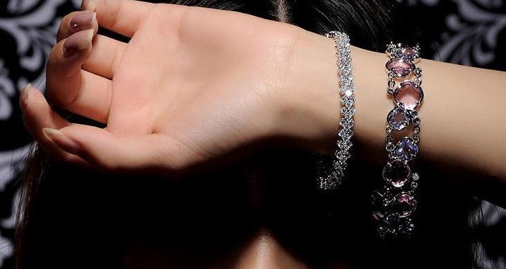 Shiny Diamante 925 Silver Bracelet | Daily Wear