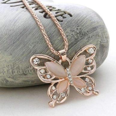 Butterfly Spirit Pendant Necklace Rose