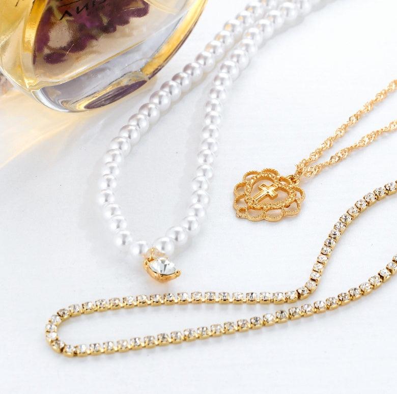 Pearl Drops With Rhinestone Necklace | Fashion Wear