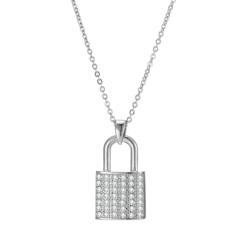Zircon Lock Necklaces for Lovers | Party Collection Silver