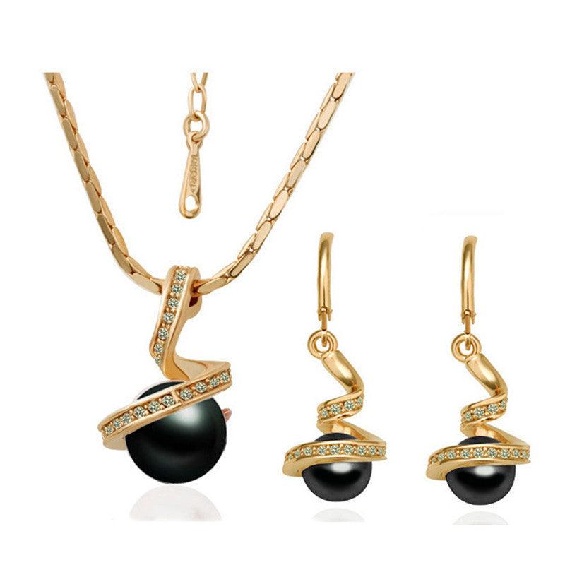 Twisted Snake Pearl Jewelry Set | Daily Wear Suit Gold black