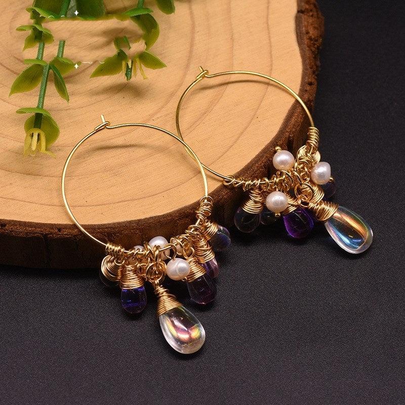 Pearl Czech Crystal Earrings | Daily Wear Multicolor
