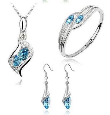 Angel Elf Earrings, Necklace, Bracelet Set Light Blue