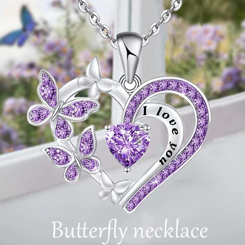 Butterfly Love Necklace With Rhinestones | Daily Wear