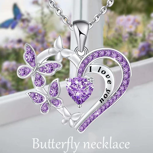 Butterfly Love Necklace With Rhinestones | Daily Wear