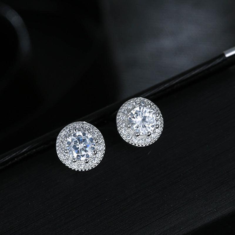 Elegant Diamond Stud For Daily Wear silvery 925 Silver