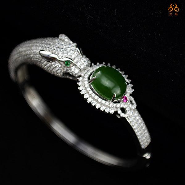 Silver Inlaid Jade Jewelry Set | Daily Wear