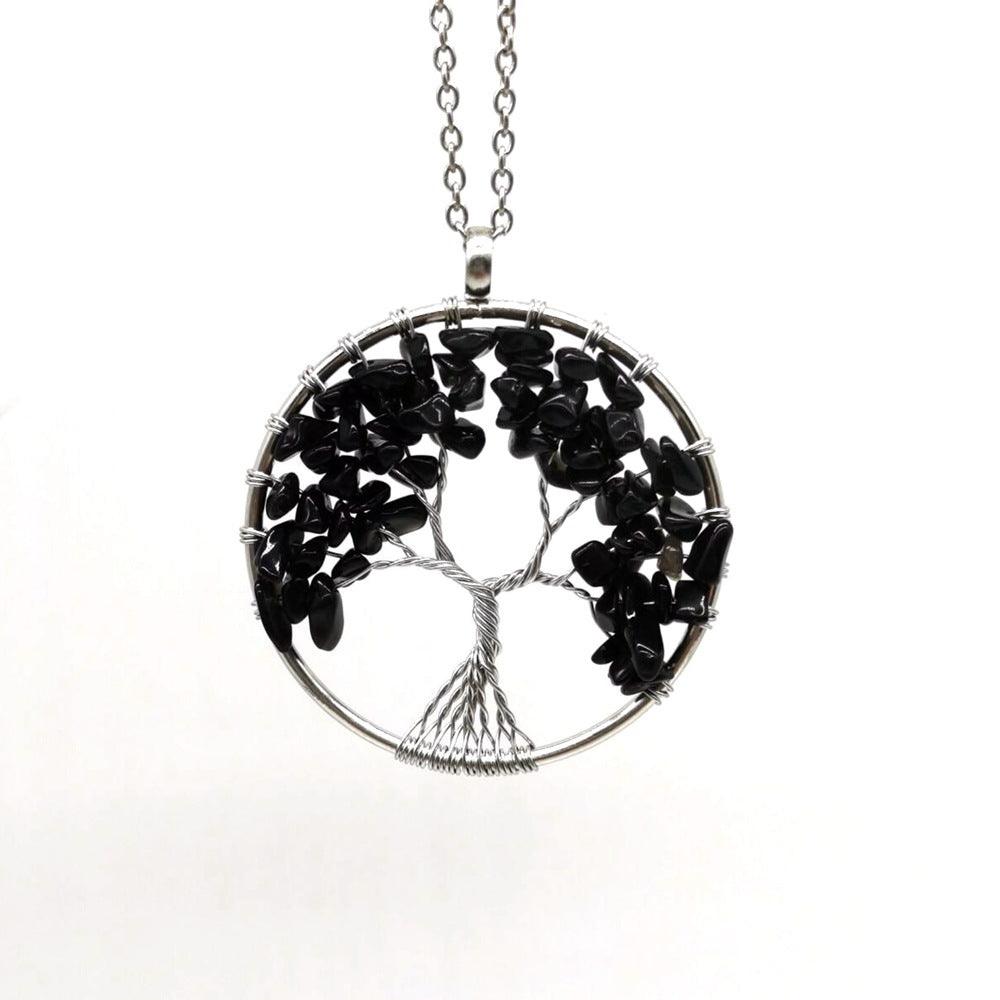 Kabala Life Tree Necklace | Fashion Jewelry Black crystal Chain
