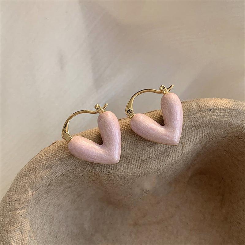 Heart Love Earrings | Daily Wear Pink