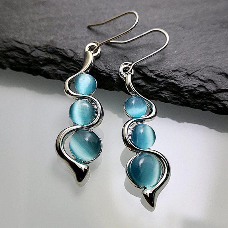 Bohemian Creative Curved Wavy Earrings | Daily Wear Blue