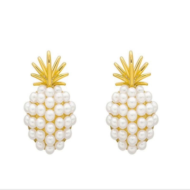 Pineapple Starfish Pearl Earrings Gold